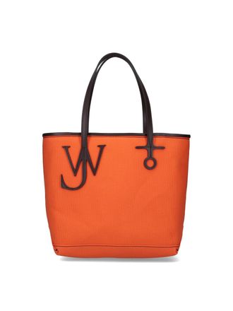 J.W.Anderson Orange Anchor Structured Canvas Logo Tote