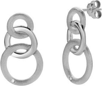 LuvMyJewelry Zerina Sterling Silver 0.02 Ct Diamond Interlinked Circle Drop Earrings in 925 Sterling Silver at Nordstrom