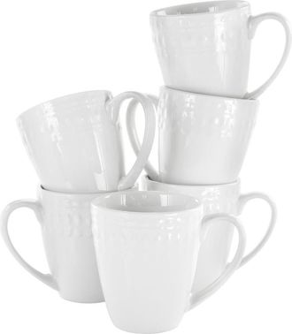 Elama Cara 6 Piece 10 Ounce Porcelain Cup Set in White at Nordstrom