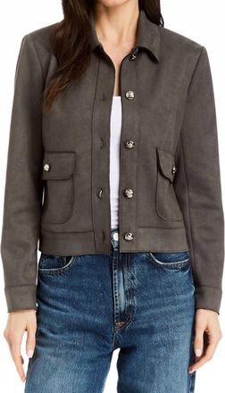 Drew Berlin Stretch Sueded Jacket In Charcoal