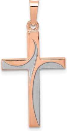 Diamond2Deal 14k Rose Gold Rhodium Hollow Cross Pendant