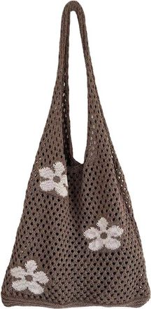 Generic Crochet Mesh Hollow Beach Tote Bag for Women Flower Boho Shoulder Bag Aesthetic Y2k Knit Shoulder Bag Travel Casual Purse
