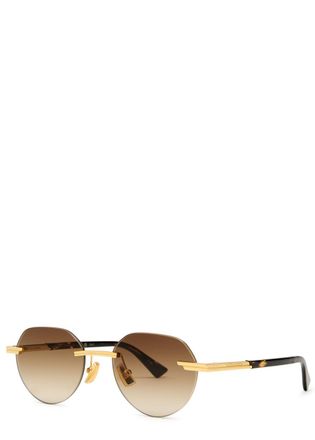 Bottega Veneta Glaze Rimless Round-frame Sunglasses - Gold - One Size