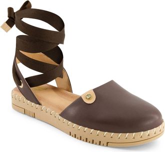 Andrea Womens Textile Ribbon Lace Flats In Brown