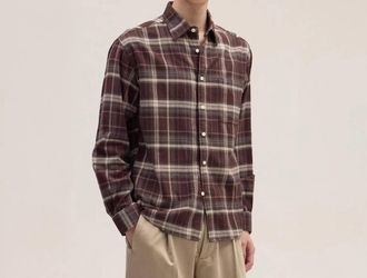 Nn.07 Deon Long Sleeve Flannel Shirt In Dusky Port