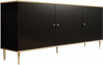 Mirjan24 Aparador Arces, Negro + Dorado, 76x180cm, N&uacute;mero De Puertas: 340cm, Mdf, Aglomerado Laminado