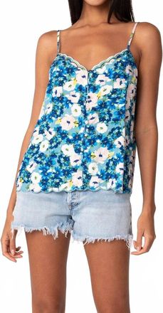 Lovestitch Brooke Button Front Camisole In Dusty Teal/blue