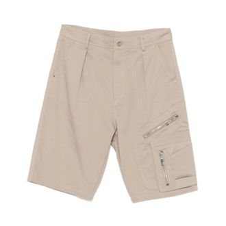 Les Hommes Korte Broeken, Heren, Beige, S, Katoen, Urban Shorts met Ritszakken