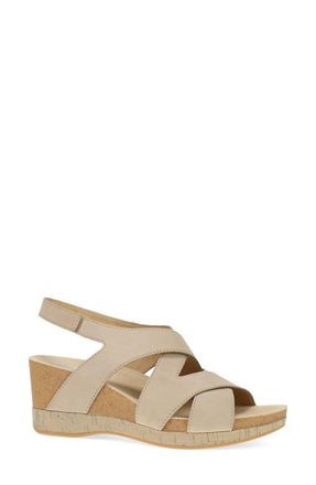 Dansko Shyla Strappy Wedge Sandal in Sand Milled Nubuck at Nordstrom, Size 8.5-9Us