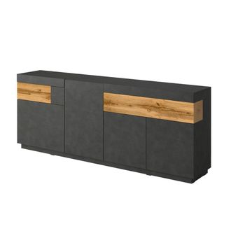 Petits Meubles Buf&eacute; 4 puertas 2 cajones paneles de aglomerado gris antracita y madera