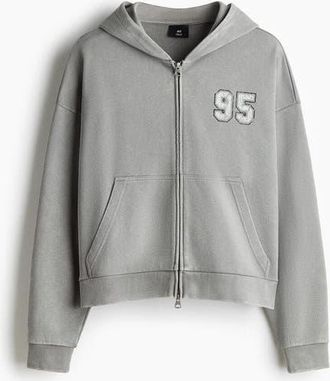 H&M Oversized Fit Boxy Zip-through Hoodie in Dusty Gray/95 at Nordstrom, Size Xxx-Large
