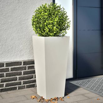 Berkfield Home Garden Planters White 2 pcs 35x35x75 cm Steel | Size: 35 x 35 x 75 cm