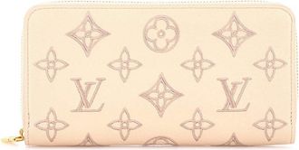 Louis Vuitton Beige Leather Zippy Wallet Monogram Broderie Anglaise Embroidered (Authentic Pre-Loved)