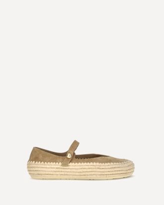 Loewe Rio suede and raffia Mary Jane Espadrillas Female 37