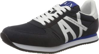 A|X Armani Exchange Micro Suede Multicolor Sneakers, Sneaker Mens, Blue (Navy Optic White), 12.5 UK