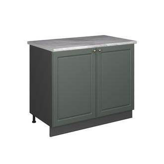 Vicco Mueble Bajo Para Fregadero Fame-line, Verde Dorado Casa De Campo/antracita, 100 Cm, Et M&aacute;rmol, Vicco