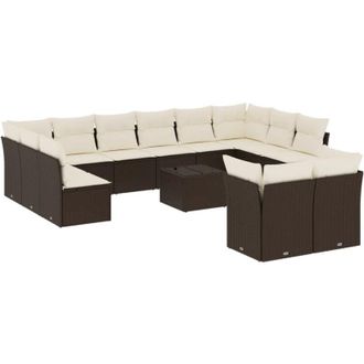 vidaXL Set De Sof&aacute;s De Jard&iacute;n Con Cojines 13 Piezas Rat&aacute;n Pe Marr&oacute;n Vidaxl