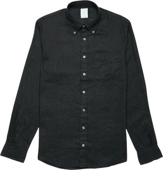 Brooks Brothers Milano Slim-fit Linnen Sportoverhemd - Heren - Casual Overhemden - Zwart - L - Linnen - Overhemden