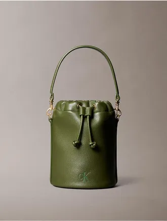 Calvin Klein Womens Pebble Grain Bucket Bag - Green