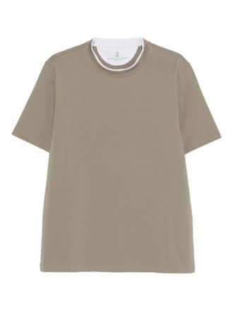 Brunello Cucinelli T-shirt con rifinitura a contrasto - Verde