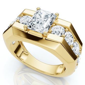 Pompeii3 Certified 6 1/2Ct Mens Radiant Cut Diamond Ring 14k Gold Lab Grown FG/VS