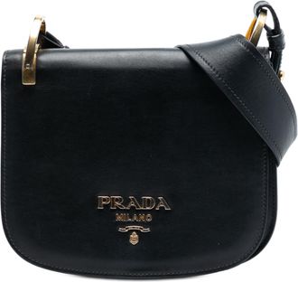 Prada Pre-owned Womens City Calf Pionniere Saddle Bag - Black Leather - One Size