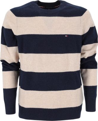 Tommy Hilfiger Lamswollen Trui met Ronde Hals - Heren - Ronde hals truien - Veelkleurig - S - Wol - Truien & Vesten