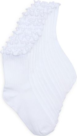 Yogalicious 6-Pack Ruffle Edge Crew Socks in White Pack at Nordstrom Rack