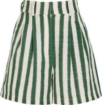 Emporio Sirenuse Beatrice Striped Cotton Shorts - Green - 44 (UK12 / M)