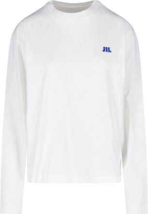 Jil Sander White Crewneck Long-Sleeve Cotton T-Shirt