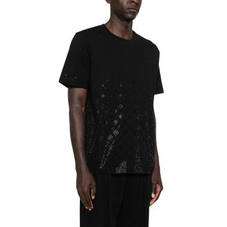 Casablanca T-Shirts, male, Black, Size: XL Crystal Monogram Logo Short Sleeve T-Shirt