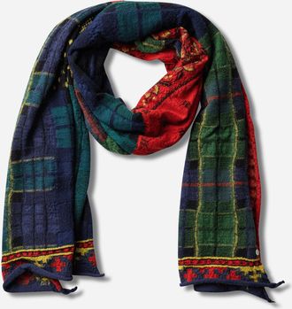 KAPITAL Fulling Wool Scarf Tartan Check Bandana Patch Scarf Red
