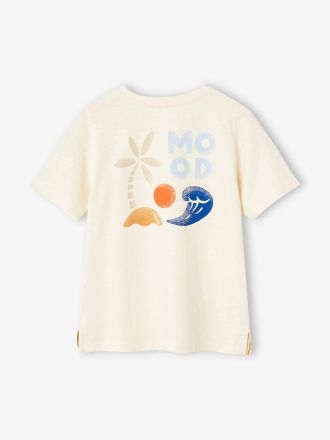 Vertbaudet Jungen T-Shirt mit XL-Print hinten und Recycling-Baumwolle wollwei&szlig;