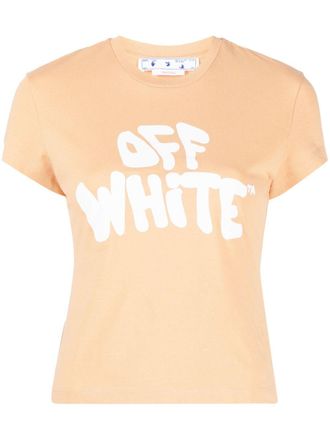 Off-white logo-print short-sleeve T-shirt - women - Cotton - L - Orange