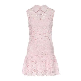 Self Portrait Lace Collared Mini Dress - Dames - Korte kleedjes - Roze - S - Leer - Kleedjes