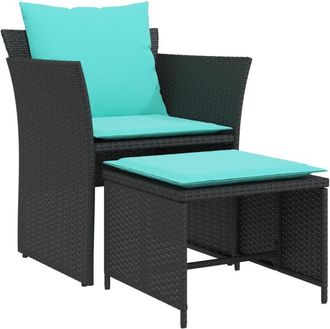 vidaXL Sill&oacute;n De Jard&iacute;n Con Reposapi&eacute;s Rat&aacute;n Sint&eacute;tico Negro Vidaxl