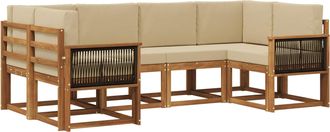 vidaXL Conjunto De Sof&aacute;s De Exterior 6 Uds. Natural Y Beige Vidaxl