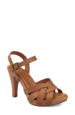 Candie's Gia Ankle Strap Platform Sandal in Tan Leather at Nordstrom, Size 10
