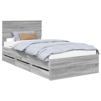 vidaXL Struttura Del Letto Con Cassetto Grigio Sonoma 100 X 200 Cm Vidaxl