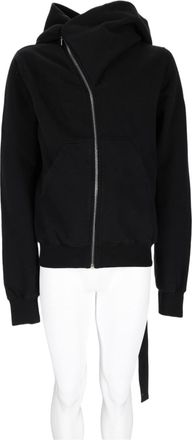 Rick Owens Black Asymmetrical Extended Hood Cotton Sweatshirt