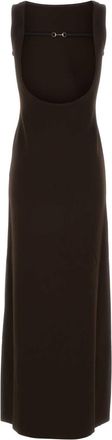 Gucci Womens Stretch Viscose Blend Dress Brown Polyester Nylon