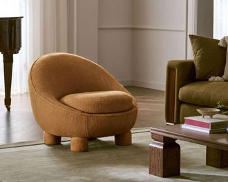 Castlery Tan France Rumi Chair, Plush Sherpa Caramel, Brown, Castlery