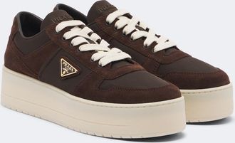 Prada Downtown Bold suede-trimmed platform sneakers
