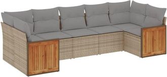 vidaXL Vidaxl - Set Sof&aacute;s De Jard&iacute;n 7 Piezas Y Cojines Rat&aacute;n Sint&eacute;tico Beige