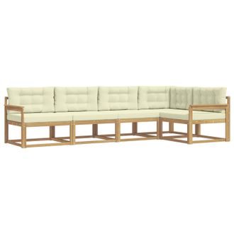 vidaXL Conjunto De Sof&aacute;s De Exterior 4 Pcs Blanco Y Crema Poli&eacute;ster Vidaxl