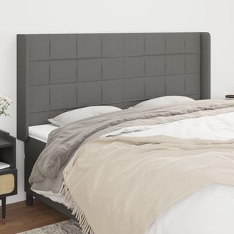 vidaXL Cabecero Con Orejas De Tela Gris Oscuro 183x16x118/128 Cm Vidaxl