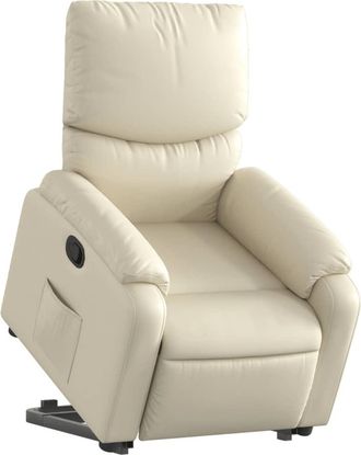 vidaXL Poltrona Alzapersona Reclinabile Crema In Similpelle - Vidaxl