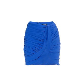 Balmain Blue Elastane Mini Womens Skirt
