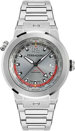 Ferragamo F-80 GMT Quartz Grey Dial Mens Watch SFHA00524