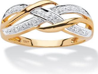 Palm Beach Jewelry Diamond Accent Braided Crossover Ring in 10k Yellow Gold